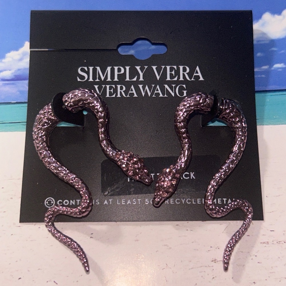 Snake Earrings Simply Vera Vera Wang Snake Front Back Pink Serpent Studs NEW